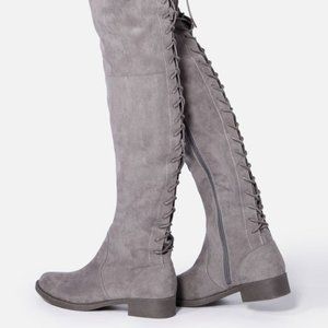 Arnella Corset Back Thigh High Boot